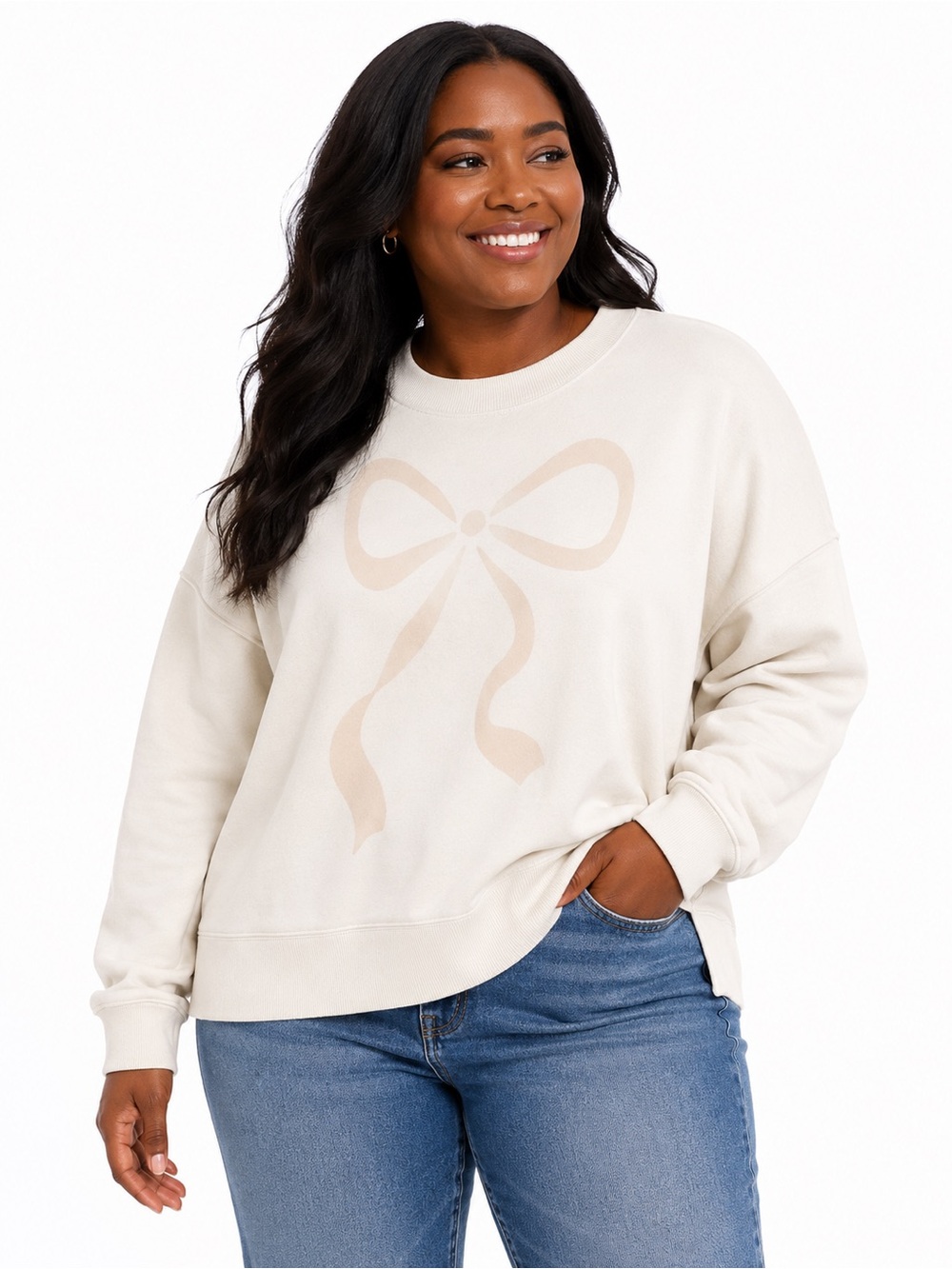 Aerie Ivory Bow Graphic Crewneck Sweatshirt – Size Medium
